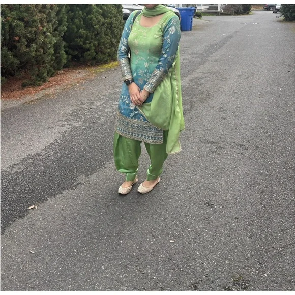 Ombre Embroidered Salwar Kameez - Picture 4 of 5